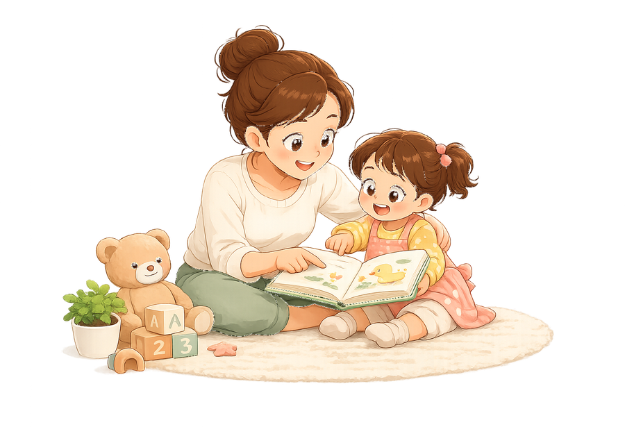 A parent and child reading together